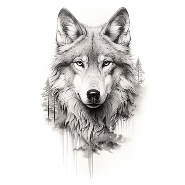 Black and White Wolf Canvas